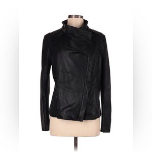 Black Soft 100% Genuine Leather Jacket - Tahari - Size Meduim